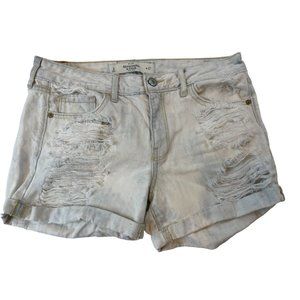 Abercrombie & Fitch Women's Boyfriend Shorts Distressed Roll Cuff Hem White W27